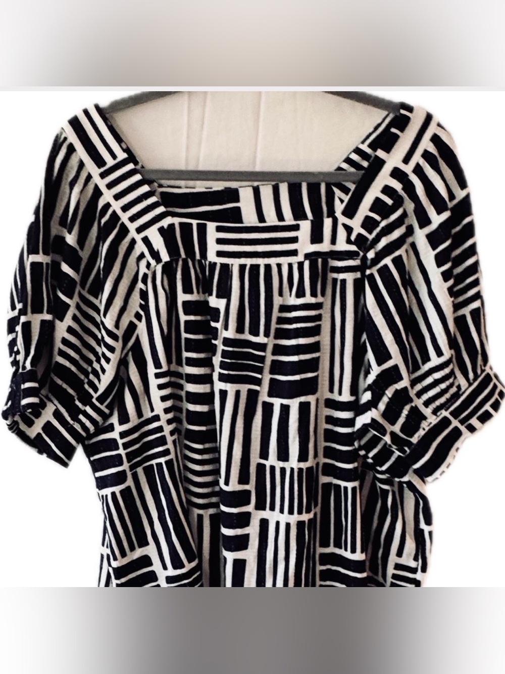Lane Bryant Navy White Geometric Print Summer Top | Size 14/16 | Cotton Blend